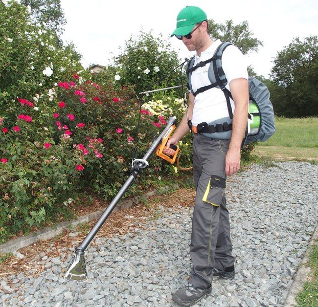 Ripagreen met rugzak op halfverharding