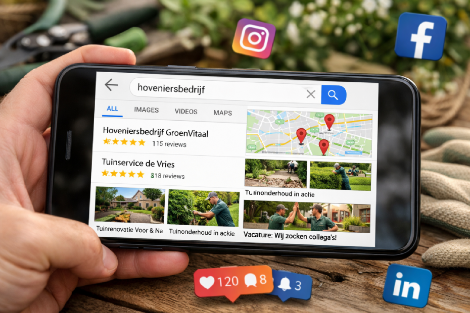 Hoe zichtbaar is jouw bedrijf online? (afbeelding gemaakt met AI)