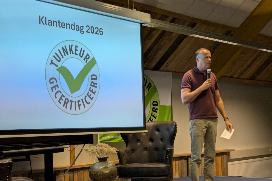 Comedian Jacob Spoelstra was dagvoorzitter tijdens de TuinKeur Klantendag